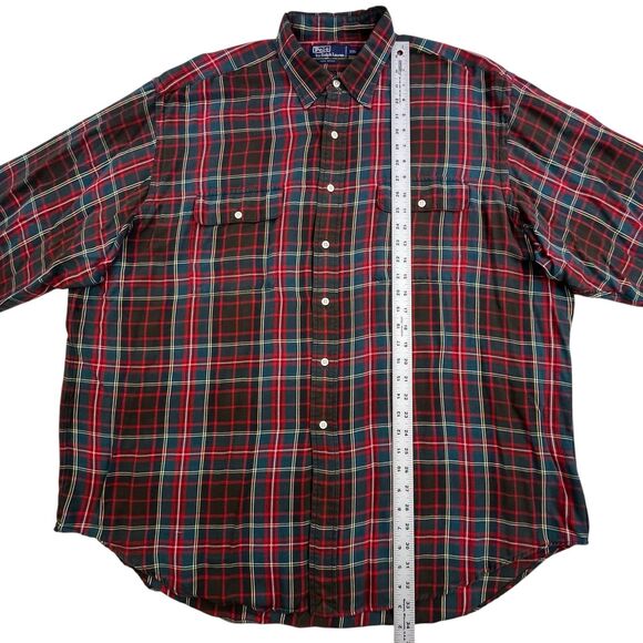 Vintage Polo Ralph Lauren Shirt Mens 2XL XXL Plaid Pockets Designer Preppy - Picture 9 of 10